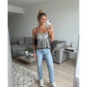 VTG 70s Fredericks Of Hollywood Sequin Top Silver Silk 80s Y2K Disco